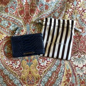 Henri Bendel Navy Card Holder with Chain
